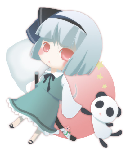 hitodama, konpaku_youmu, konpaku_youmu_(ghost), lowres, munyumunyu, myon, panda, touhou