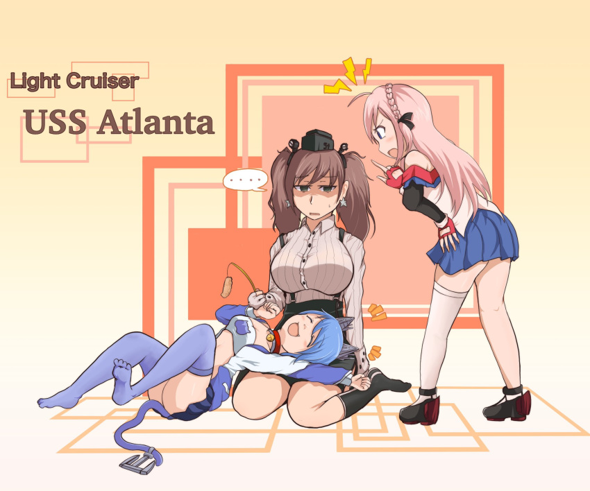 ..., 3girls, ahoge, anchor, animal_ears, atlanta_(azur_lane), atlanta_(kantai_collection), atlanta_(warship_girls_r)