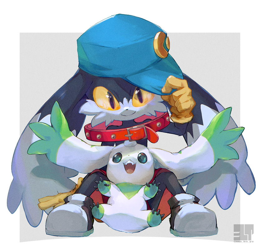 1boy, :3, adjusting_headwear, animal_ears, artist_name, black_eyes, black_footwear, blue_headwear