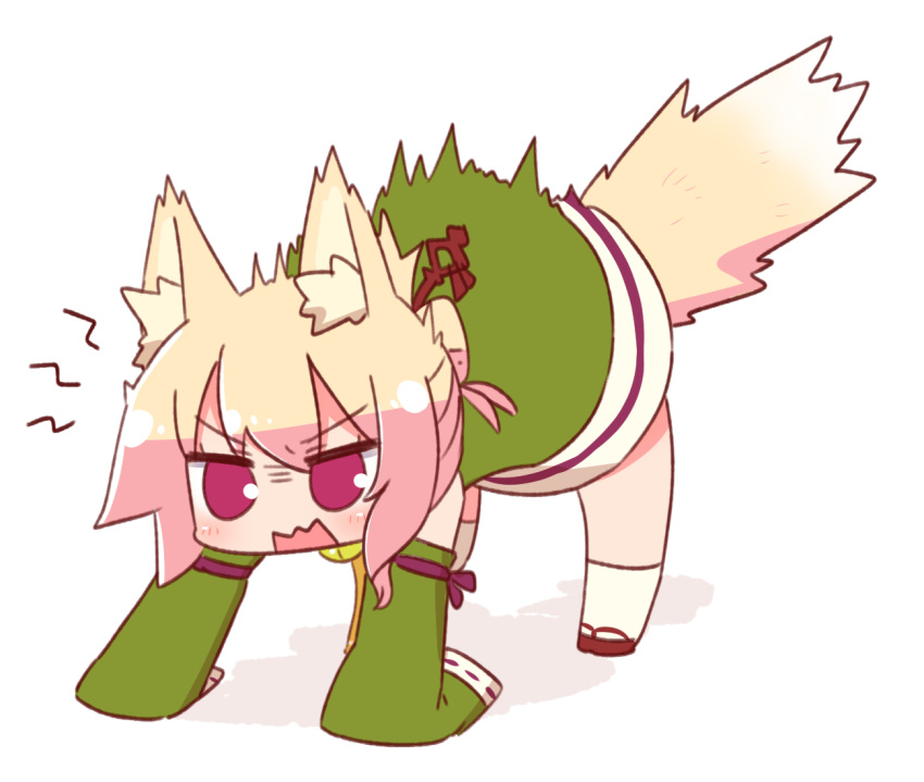 1girl, all_fours, animal_ear_fluff, animal_ears, bangs, bare_shoulders, blonde_hair, blush