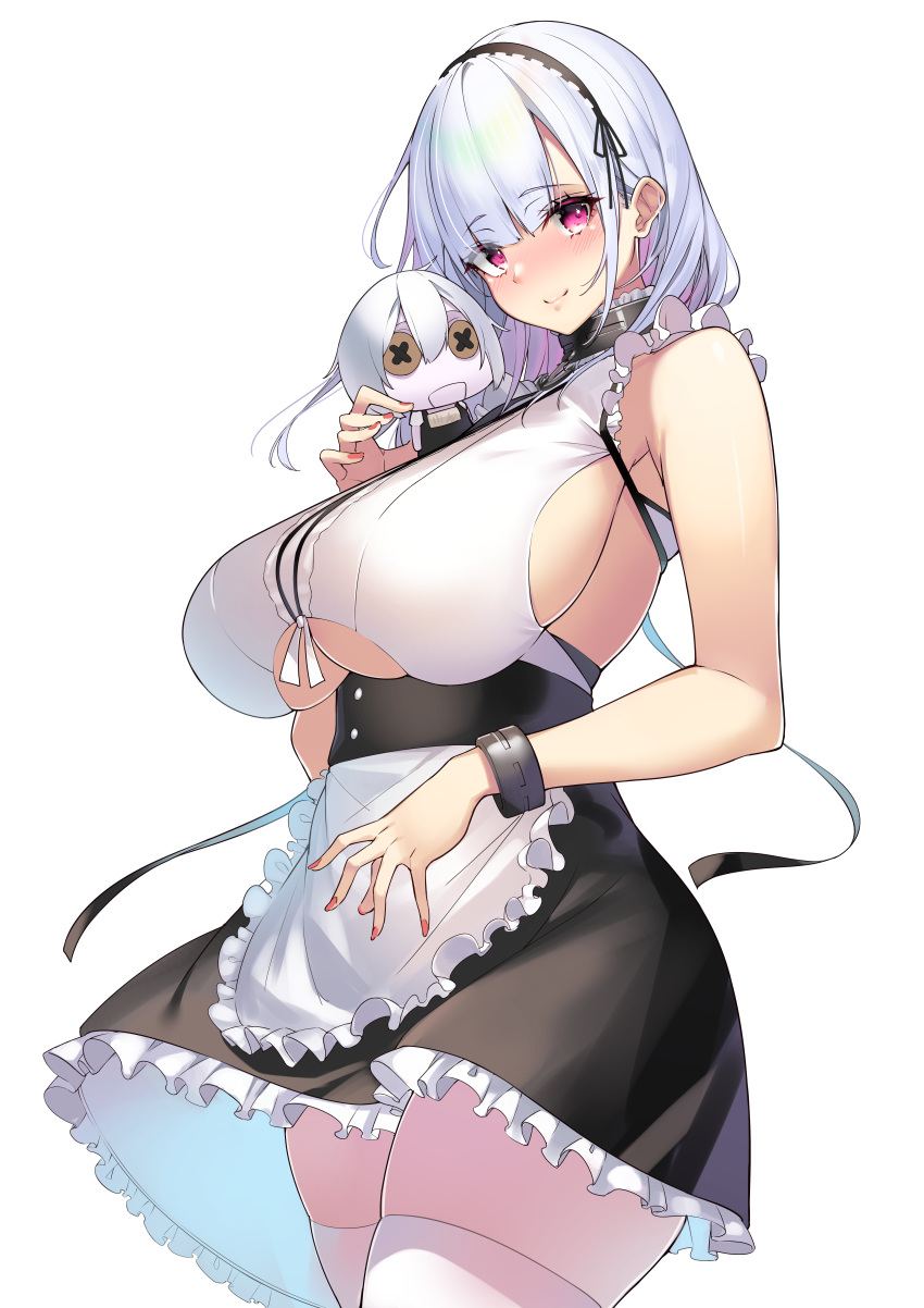 1girl, absurdres, apron, azur_lane, bangs, bare_shoulders, black_hairband, blush