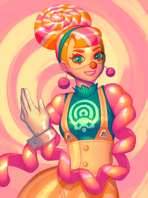 1girl, :d, al_bhed_eyes, aqua_eyes, aqua_shirt, arms_(game), artist_name, bangs