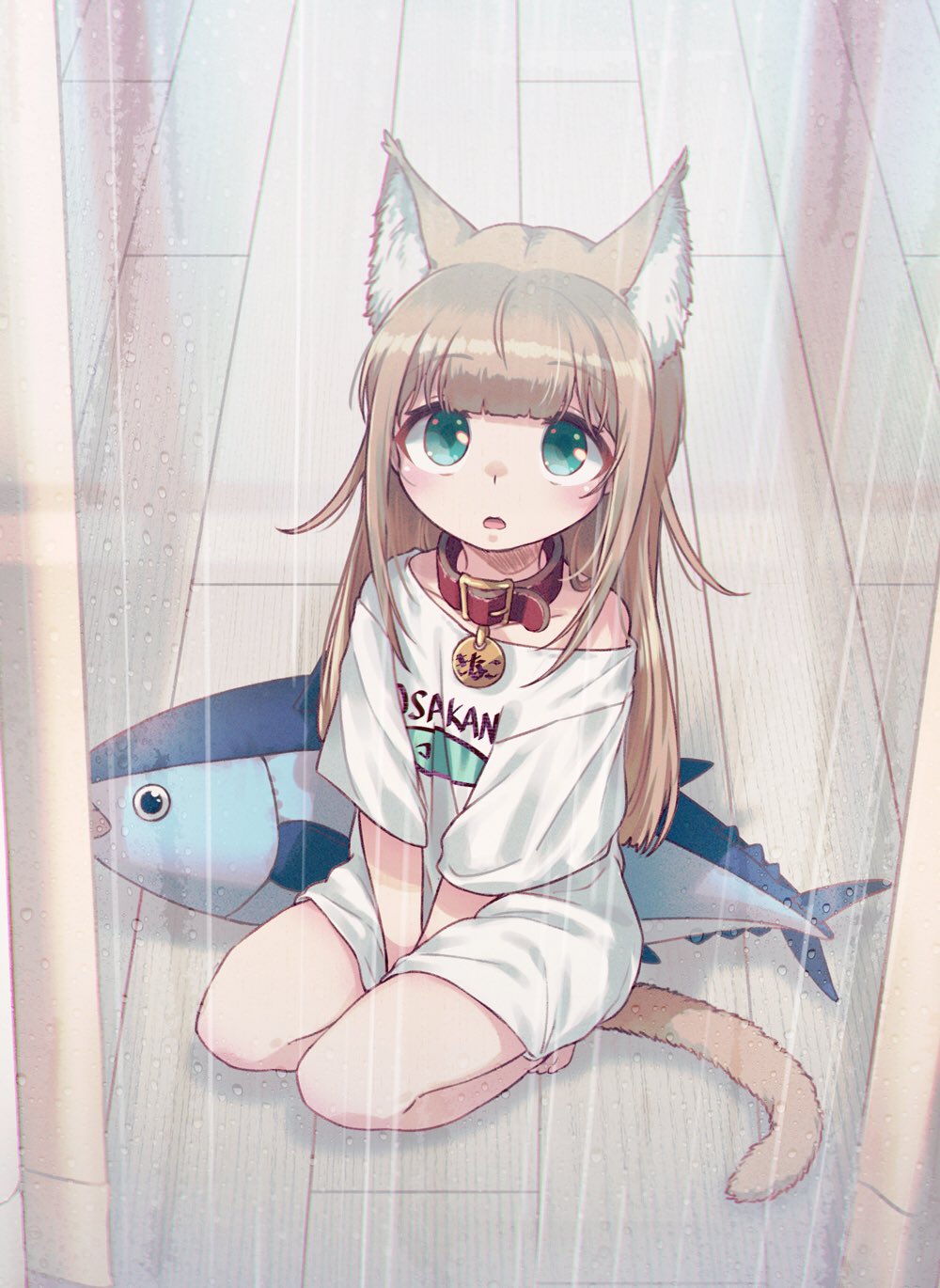 1girl, 40hara, animal_ear_fluff, animal_ears, aqua_eyes, bangs, blunt_bangs, cat_ears