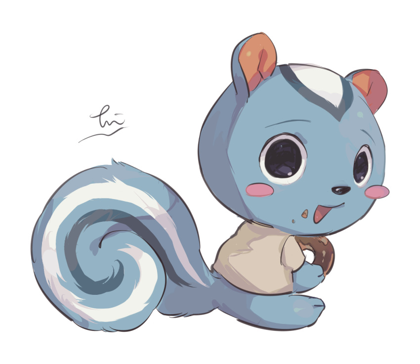 1boy, animal_ears, artist_name, black_eyes, blush_stickers, bottomless, brown_shirt, commentary