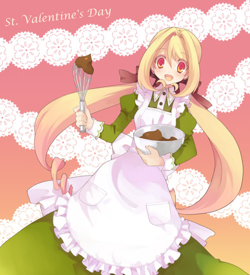 blonde_hair, chocolate, drill_hair, koto_(colorcube), koto_(pixiv23906), long_hair, melona_(koto), open_mouth