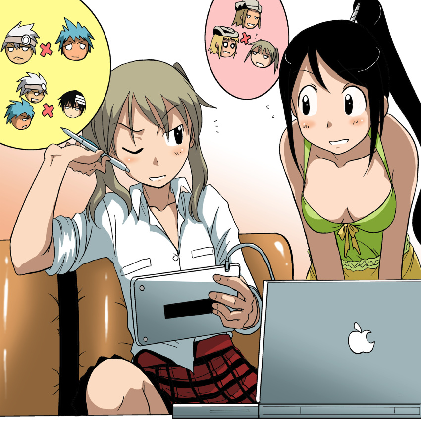 black_star, computer, death_the_kid, elizabeth_thompson, highres, kakki_(pixiv4742), kakkii, laptop