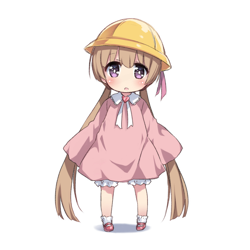 1girl, absurdres, bloomers, brown_hair, child, dress, full_body, hat