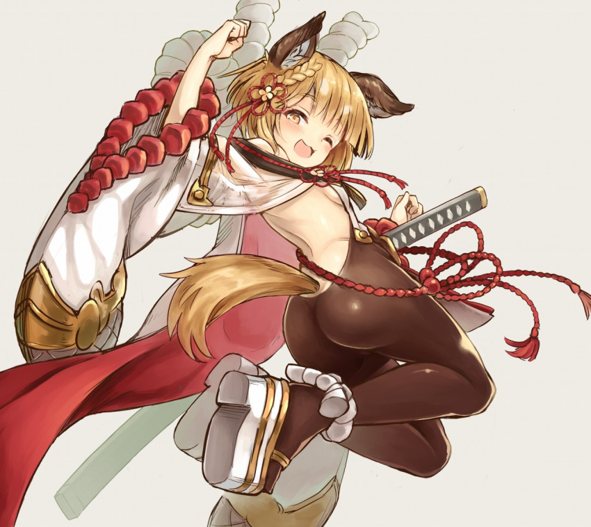 1girl, animal_ears, ass, back, bangs, bare_shoulders, blonde_hair, blush