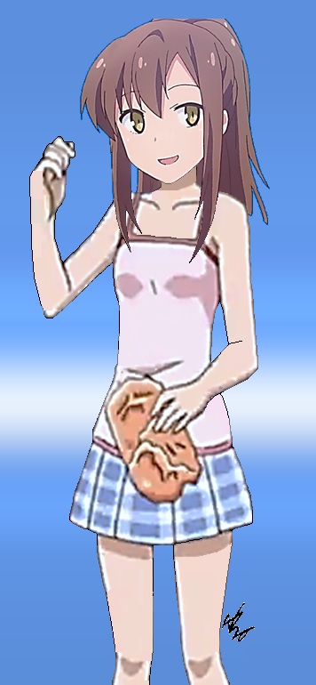 1girl, aoyama_nanami, blunt_bangs, brown_hair, cosplay, cranberry_sanae, female, long_hair