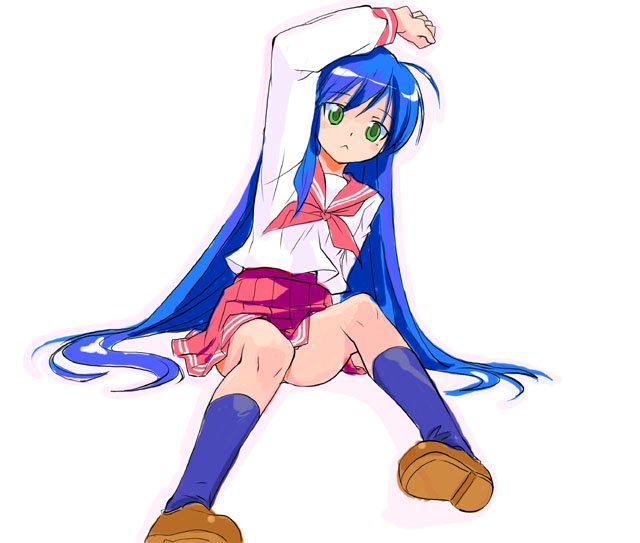 akitsu, blue_hair, fthgn338, green_eyes, izumi_konata, kneehighs, long_hair, lucky_star