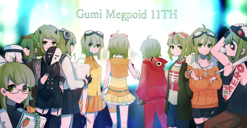 6+girls, absurdres, ama_no_jaku_(vocaloid), anniversary, bare_shoulders, baseball_bat, bead_necklace, beads