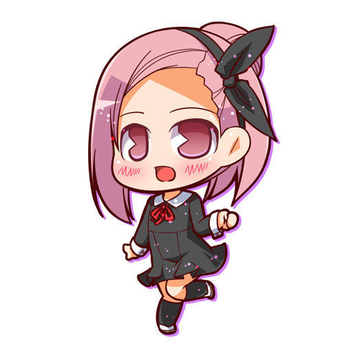 1girl, chibi, full_body, hair_ribbon, kaguya-sama_wa_kokurasetai_~tensai-tachi_no_renai_zunousen~, koyasu_tsubame, looking_at_viewer, lowres