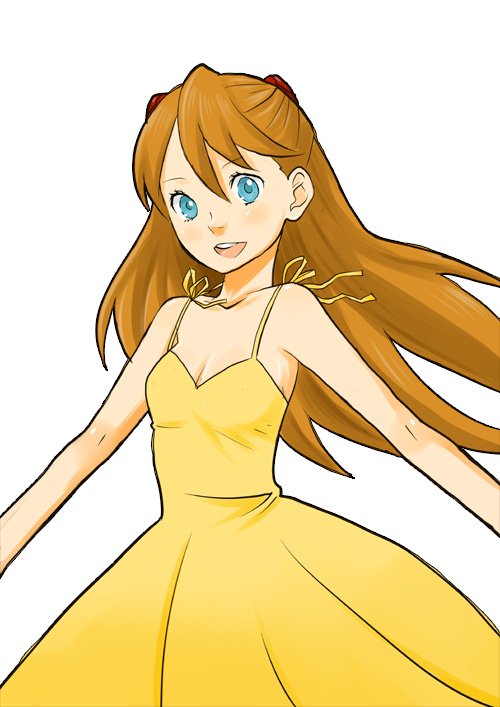 blue_eyes, brown_hair, dress, happy, hntk, long_hair, neon_genesis_evangelion, souryuu_asuka_langley