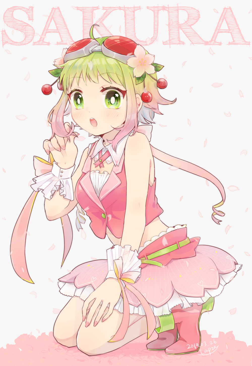 1girl, 2019, :o, alternate_color, alternate_hair_color, ankle_boots, bare_arms, bare_legs