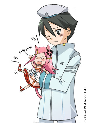 1girl, anemone, animal_ears, cat_ears, couple, dominic, dominic_sorel, eureka_7