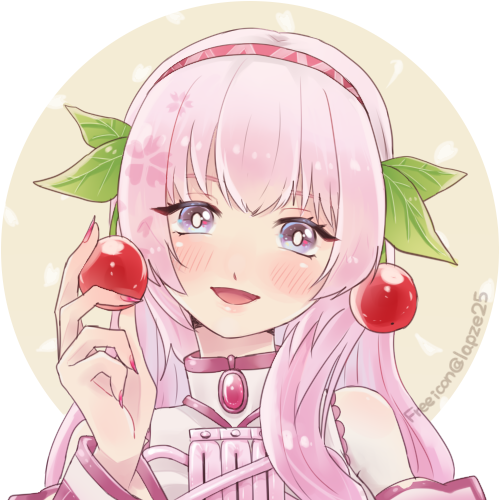 1girl, blue_eyes, blush, cherry_blossom_print, cherry_hair_ornament, floral_print, food, food_themed_hair_ornament