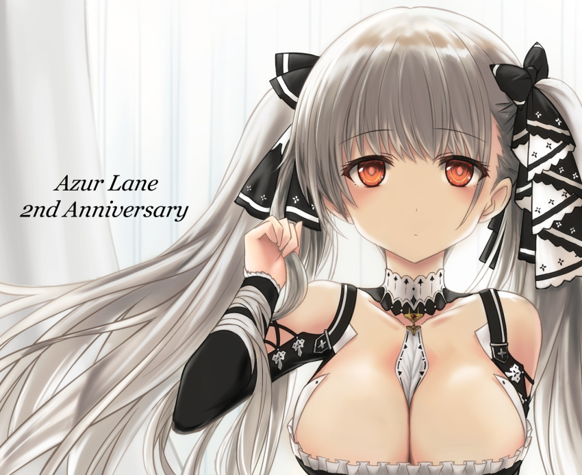 1girl, azur_lane, bangs, blush, breasts, brown_eyes, closed_mouth, curtains