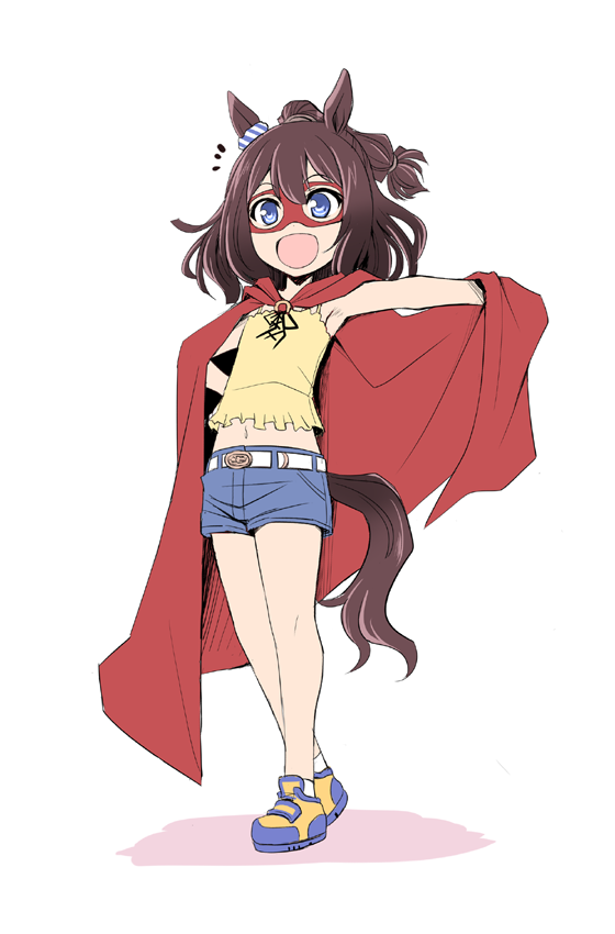 1girl, :d, animal_ears, bangs, belt, blue_eyes, blue_footwear, blue_shorts