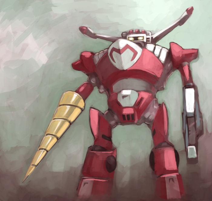 baratack, choujin_sentai_baratack, drill, no_humans, solo, standing, vigwer