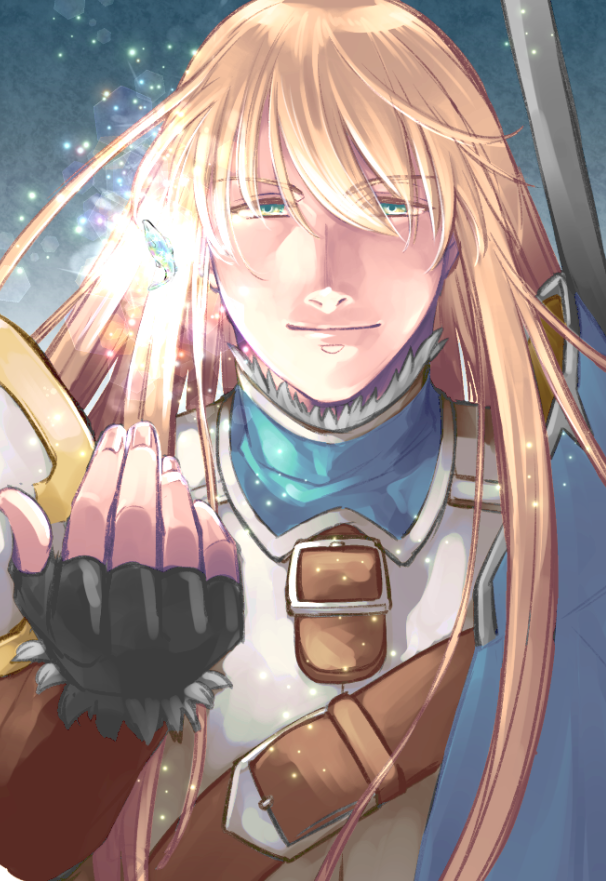 1boy, bangs, blonde_hair, close-up, collar, dragon-inn, eyebrows_visible_through_hair, eyes_visible_through_hair