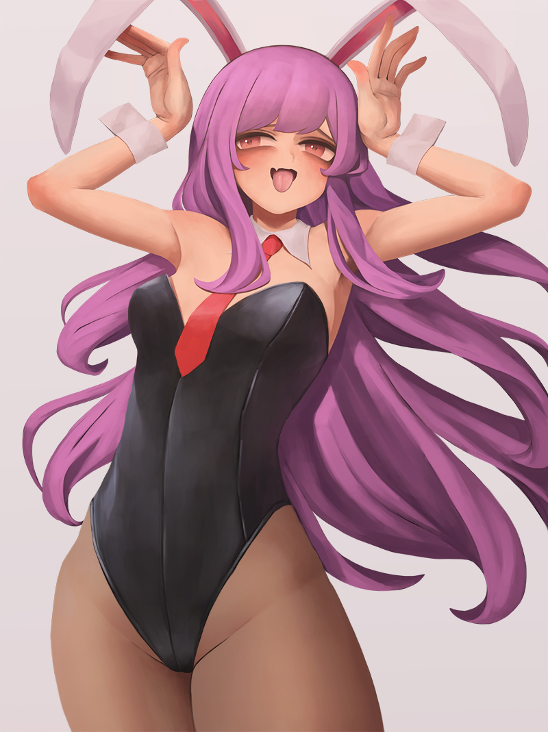 1girl, alternate_costume, animal_ears, arms_up, bangs, blush, breasts, brown_legwear