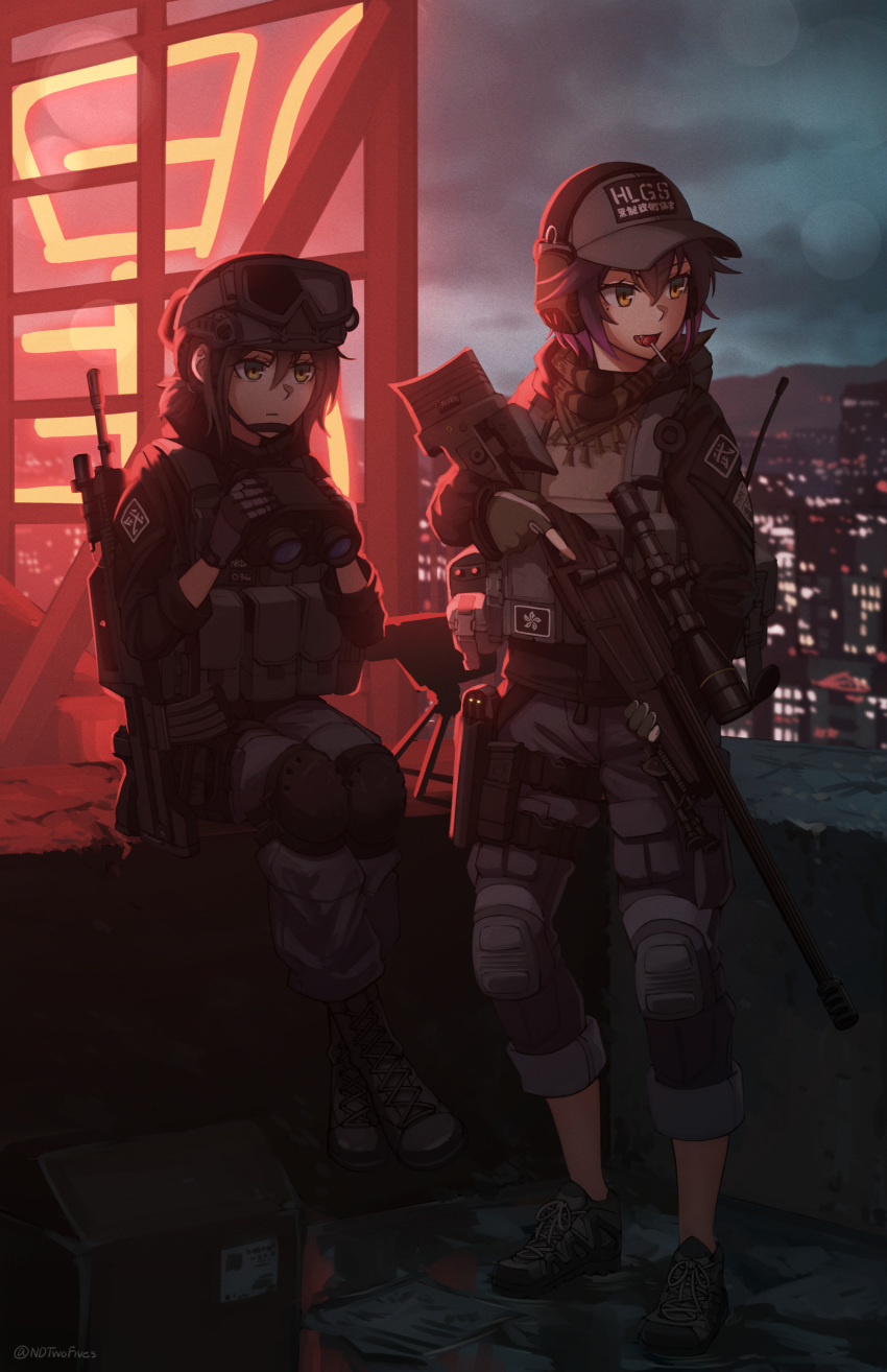 1girl, :d, absurdres, bangs, baseball_cap, binoculars, black_footwear, black_hair