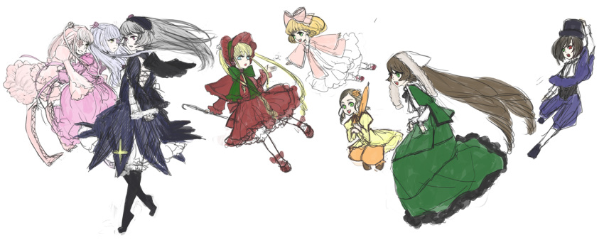 everyone, highres, hina_ichigo, kanaria, kirakishou, mksm, rozen_maiden, shinku