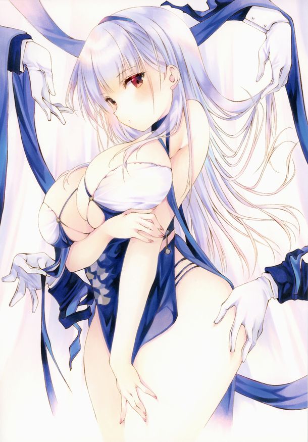 1girl, azur_lane, blue_ribbon, breasts, closed_mouth, commentary_request, dido_(anxious_bisque_doll)_(azur_lane), dido_(azur_lane)