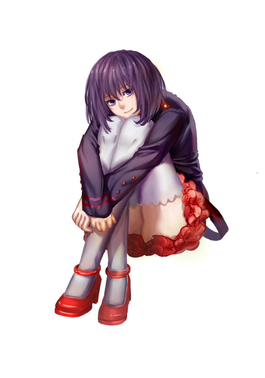1girl, anklet, bangs, black_jacket, closed_mouth, d.gray-man, full_body, hair_between_eyes