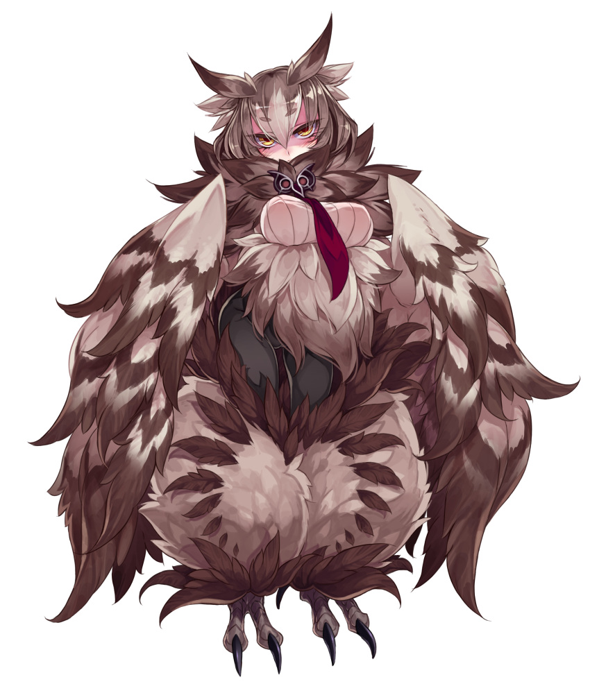 1girl, absurdres, bangs, blush, breasts, brown_eyes, brown_hair, digitigrade