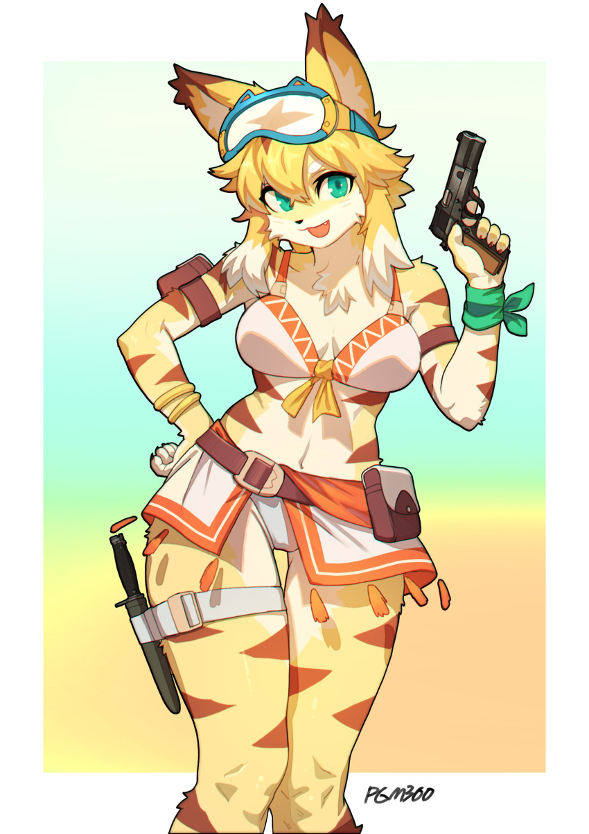 1girl, :3, absurdres, animal_ears, aqua_eyes, armlet, artist_name, ass_visible_through_thighs