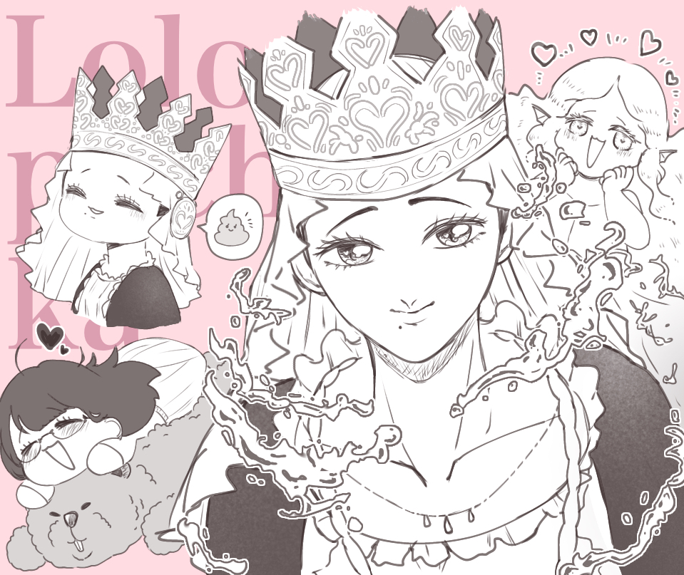 2girls, :3, :d, black_clover, blush, character_name, chibi, chibi_inset