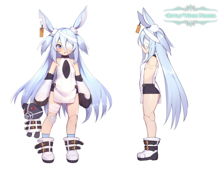 1girl, animal_ears, bandage_over_one_eye, bandaged_leg, bandages, bike_shorts, black_shorts, blue_eyes