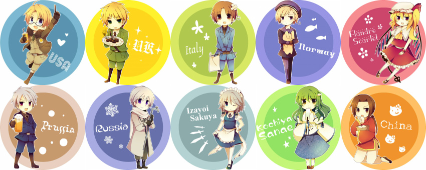 america_(hetalia), aqua_eyes, belt, blonde_hair, blue_eyes, boots, brown_eyes, brown_hair