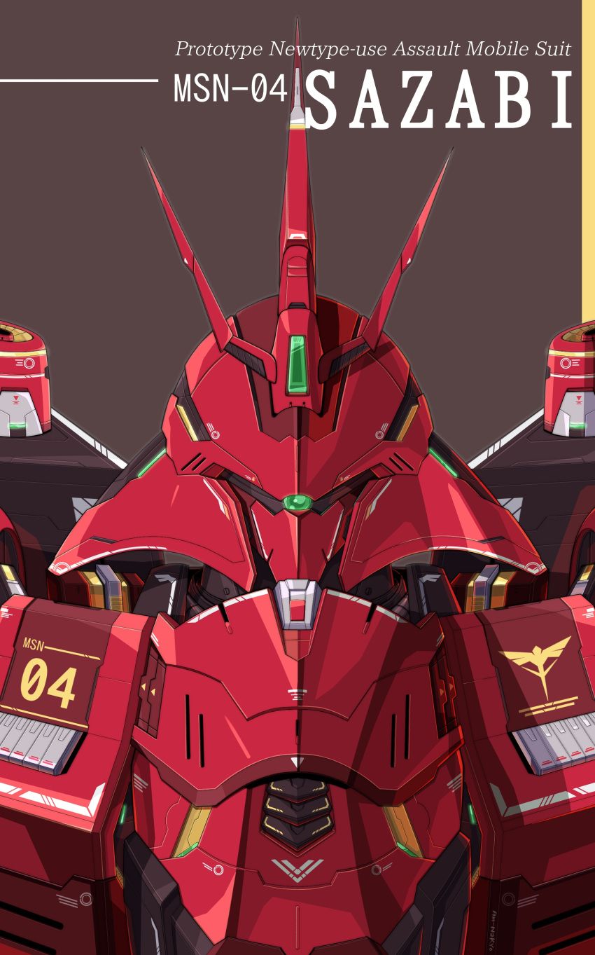absurdres, azzalea, char's_counterattack, character_name, close-up, english_commentary, english_text, green_eyes