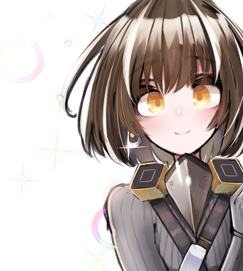 1girl, arknights, brown_hair, highres, jewelry, magallan_(arknights), multicolored_hair, ohpe