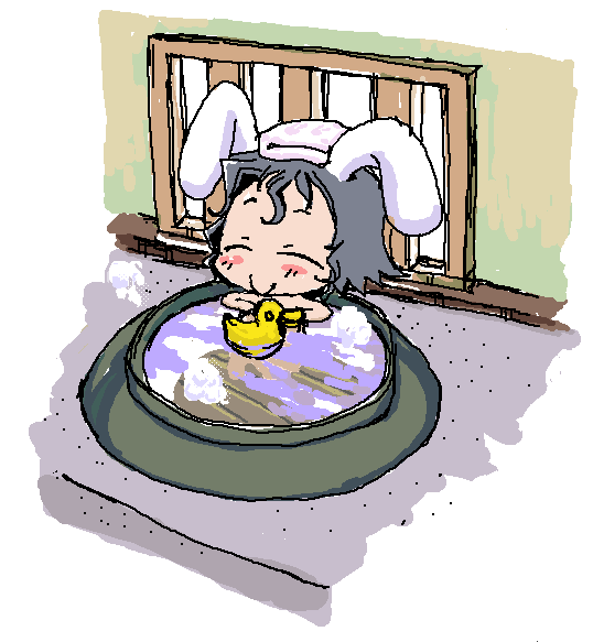 baku_taso, bath, bathing, bunny_ears, chibi, happy, inaba_tewi, itigekimaru