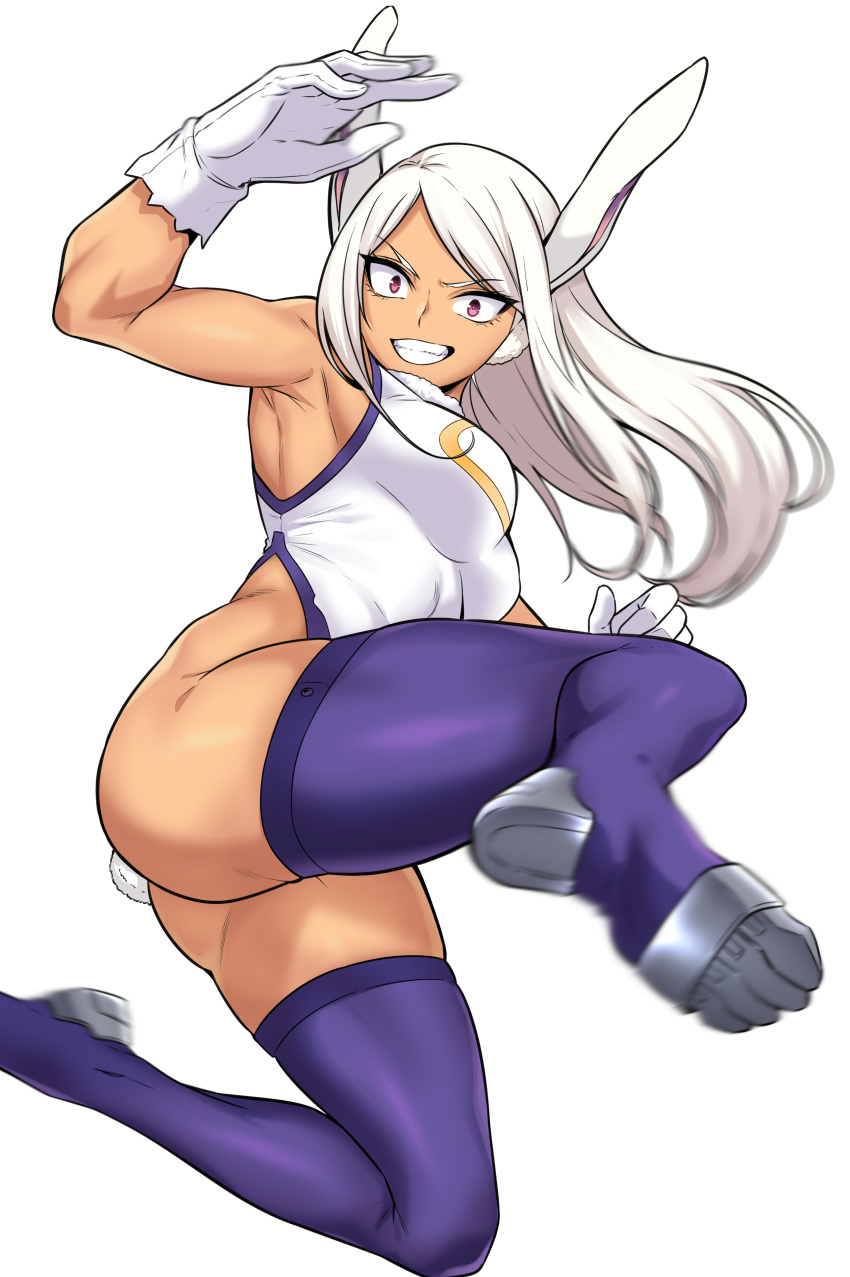 1girl, absurdres, animal_ears, arm_up, armpits, ass, attack, bare_arms