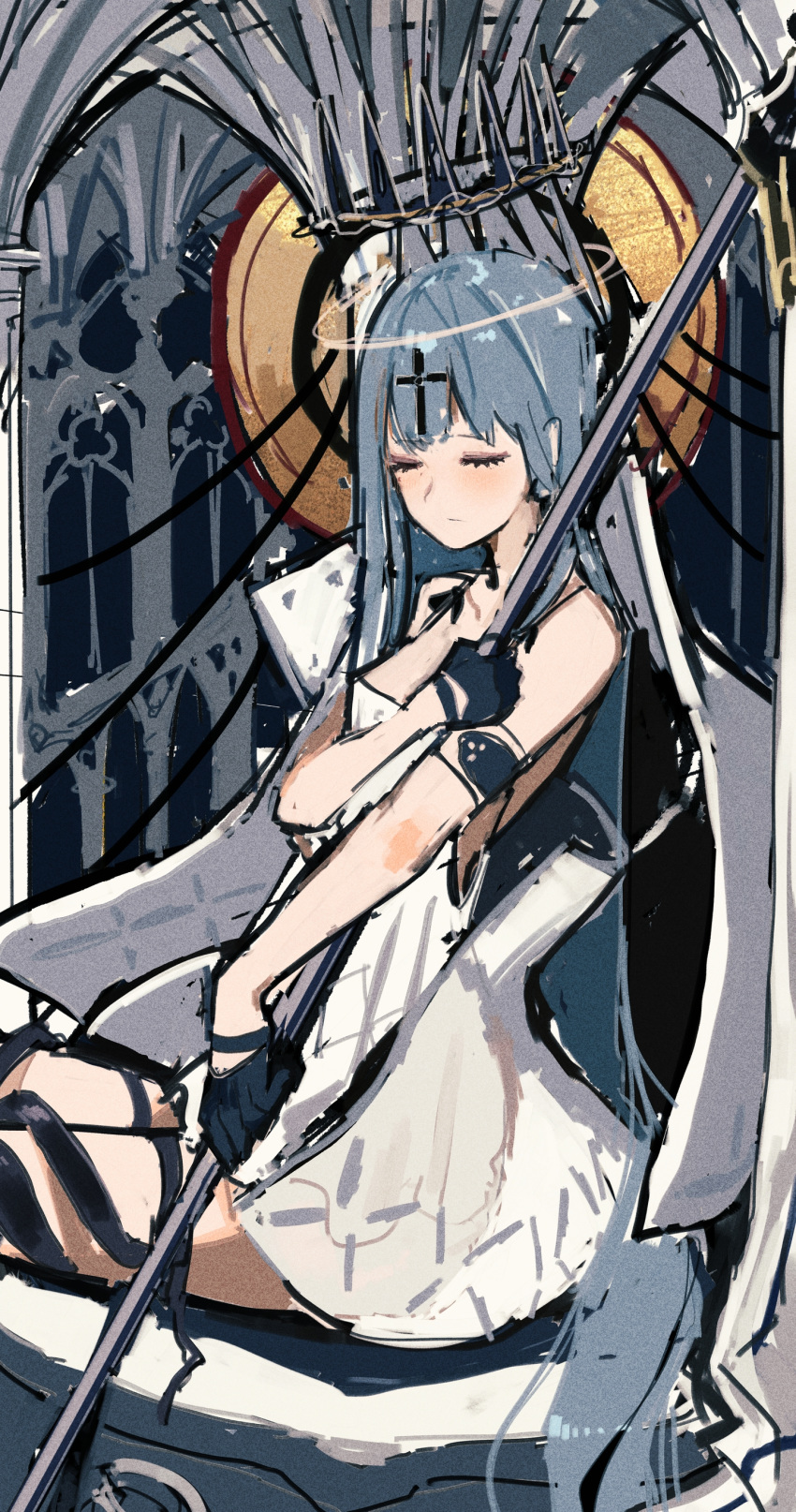 1girl, absurdres, akitaka_takaaki, azur_lane, bangs, black_gloves, blue_hair, blush