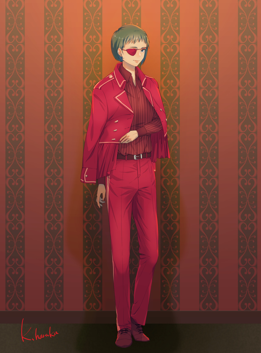 1girl, absurdres, alternate_costume, bangs, belt, blue_eyes, commentary_request, eyepatch