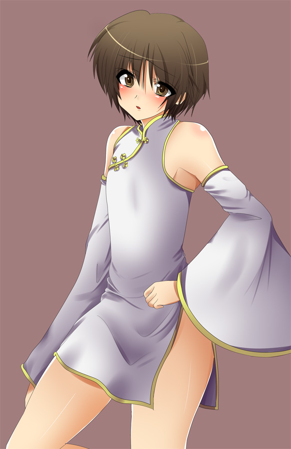 bob_cut, brown_eyes, brown_hair, china_dress, chinadress, chinese_clothes, crossdressing, crossdressinging