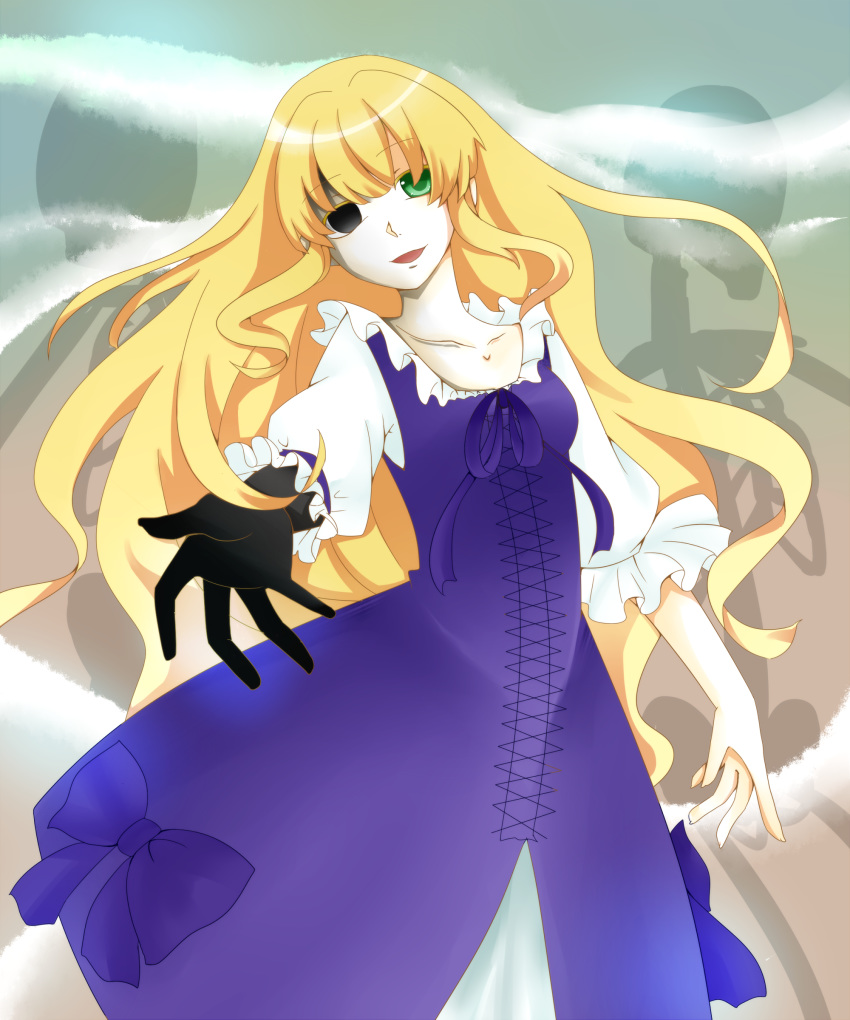1girl, absurdres, alouette_(la_danse_macabre), bangs, blonde_hair, blunt_bangs, dress, empty_eyes