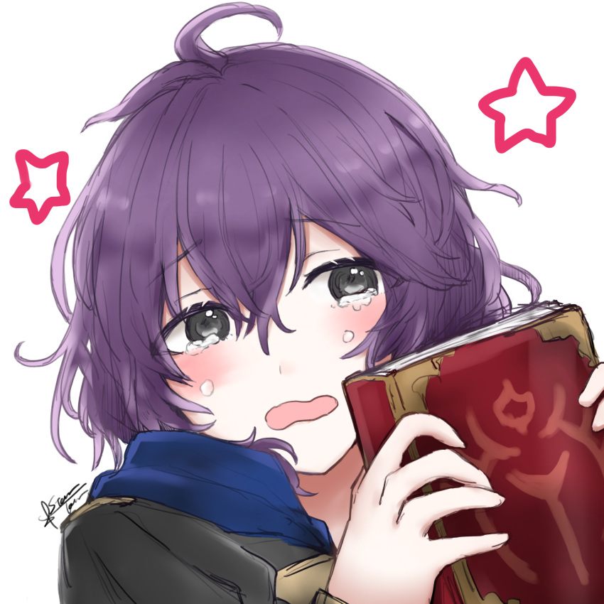 1girl, 504723f, ahoge, bangs, bernadetta_von_varley, black_eyes, blush, crying