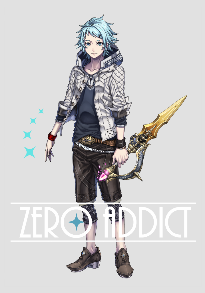 1boy, belt, belt_buckle, bite_addict, blue_eyes, blue_hair, bracelet, brown_footwear