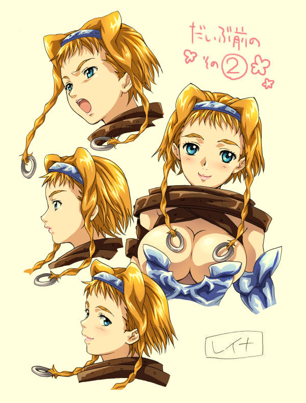 blonde_hair, blue_eyes, braid, iyou, leina, queen's_blade, queen's_blade, twin_braids