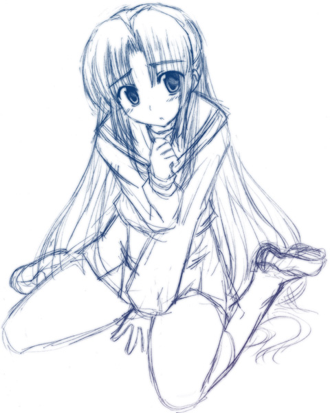 blue, monochrome, nagami_yuu, pinata_party, sketch, suzumiya_haruhi_no_yuuutsu
