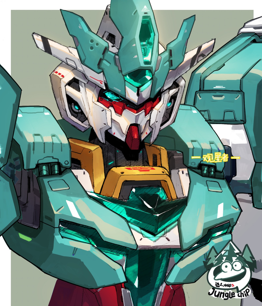 aqua_eyes, close-up, glowing, glowing_eyes, gundam, gundam_build_divers, gundam_build_divers_re:rise, gunpla