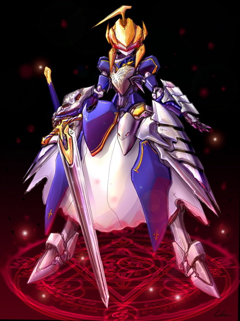 fairlion, fate/stay_night, fate_(series), hexagram, lin+, magic_circle, mecha_musume, saber