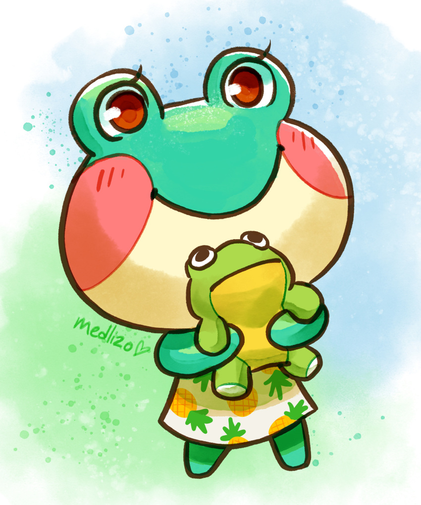 1girl, :|, artist_name, blush_stickers, closed_mouth, doll, doubutsu_no_mori, dress