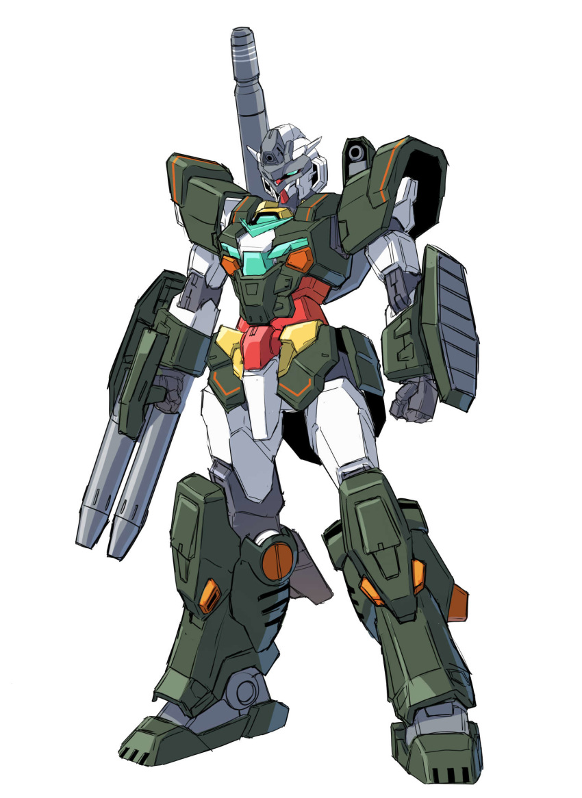 aqua_eyes, armor, clenched_hands, core_gundam_ii, full_armor, gun, gundam, gundam_build_divers
